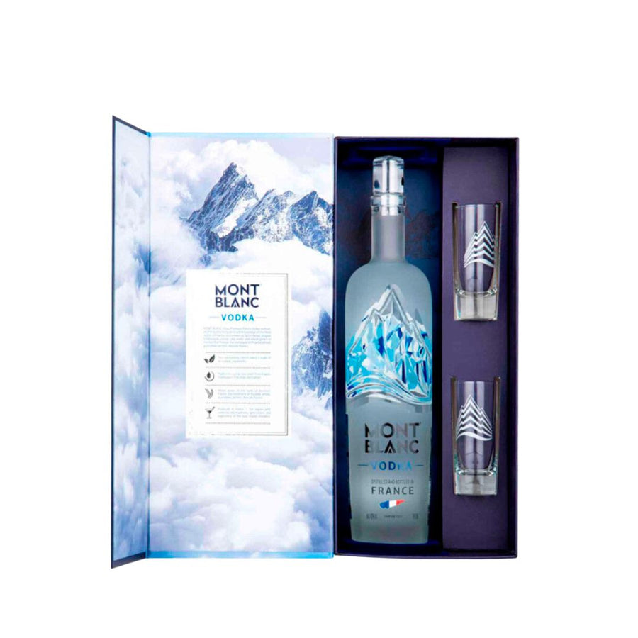 Vodka MONT BLANC con Vasos Botella x 750 ml